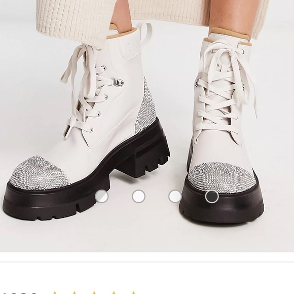 Rhinestone Combat Boots - size 7 (Euro) - Picture 2 of 5